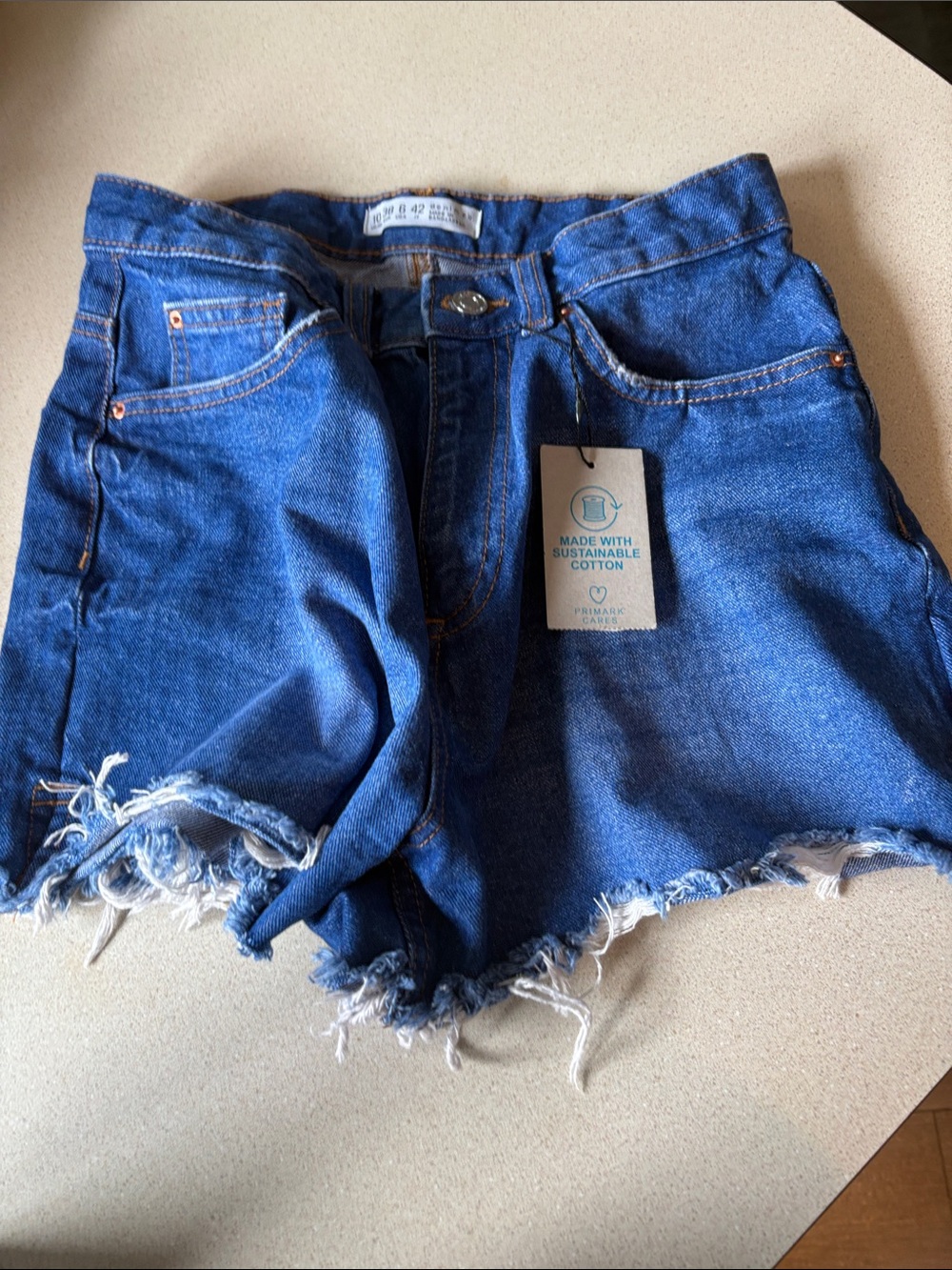 Denim&Co Distressed Hem Dark Blue Jean Shorts